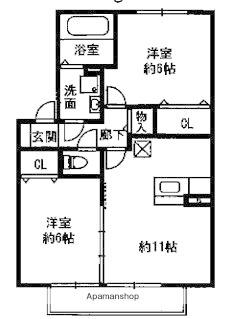 フェア・ウインド(2LDK/2階)の間取り写真
