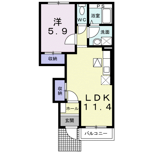 アイビー・ハイツ(1LDK/1階)の間取り写真