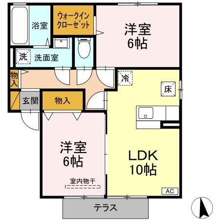 リビングタウンみどりの(2LDK/1階)の間取り写真