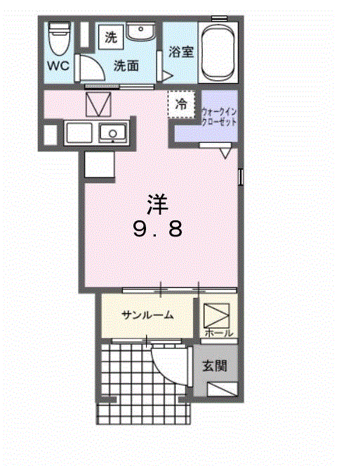 サニー アヴニール(ワンルーム/1階)の間取り写真