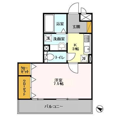 ハイツYOSHIHARU(1K/1階)の間取り写真