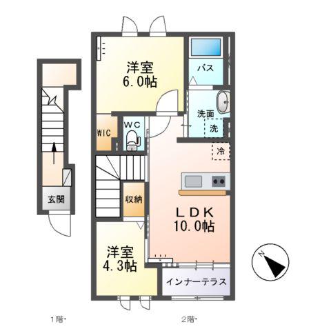 エトワール(2LDK/2階)の間取り写真