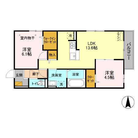 海正 AB(2LDK/3階)の間取り写真