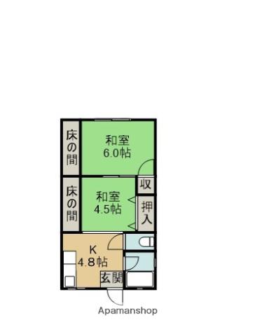 ハイム新取手(2K/2階)の間取り写真