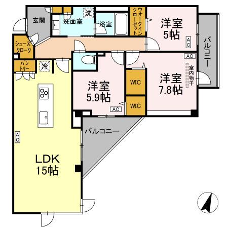 プライム フォレスト 百合ケ丘(3LDK/3階)の間取り写真