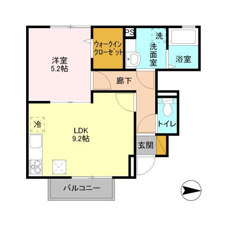 アルシオーネ(1LDK/1階)の間取り写真