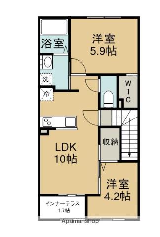 HILLS 2210(2LDK/2階)の間取り写真