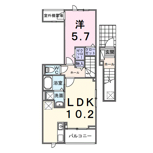 ホグワーツB(1LDK/2階)の間取り写真