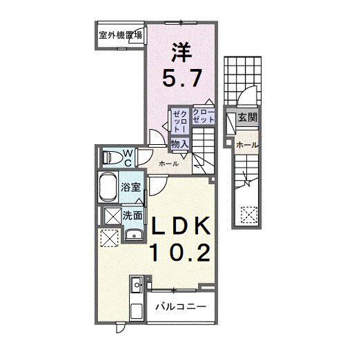 ホグワーツB(1LDK/2階)の間取り写真