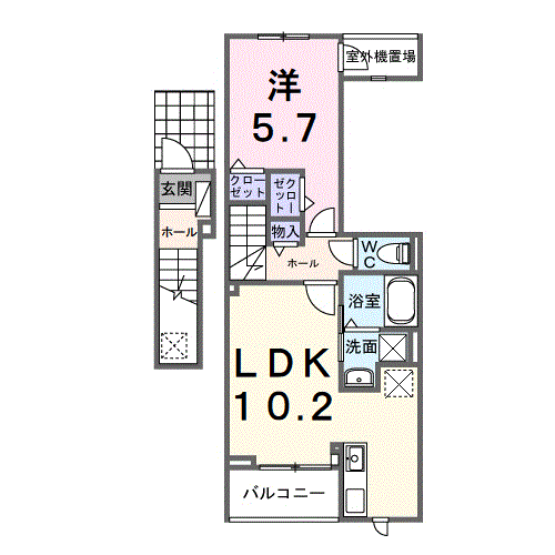 ホグワーツB(1LDK/2階)の間取り写真