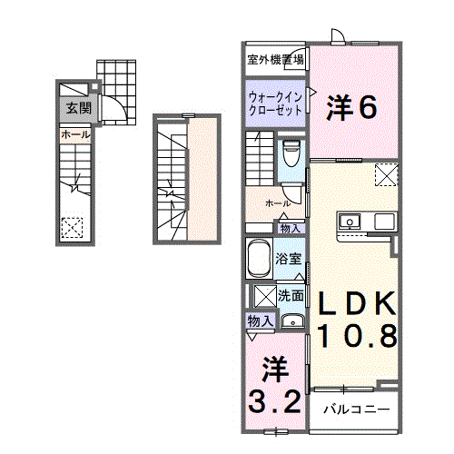 ホグワーツB(2LDK/3階)の間取り写真