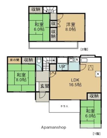 つくばエクスプレス みらい平駅 徒歩77分 2階建 築49年(4LDK)の間取り写真