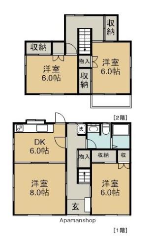 関東鉄道常総線 新守谷駅 徒歩31分 2階建 築42年(4DK)の間取り写真