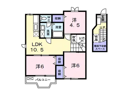 北斗ハイツⅡ(3LDK/2階)の間取り写真