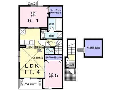 ビオーラ OTSUNA B(2LDK/2階)の間取り写真