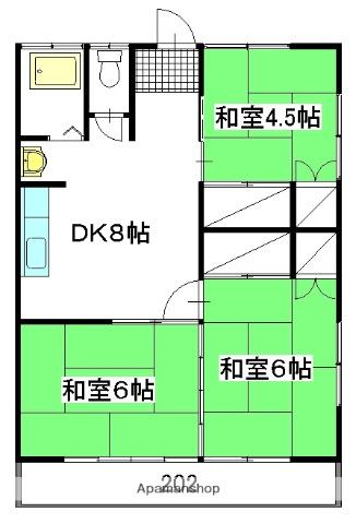 大内アパート(3DK/2階)の間取り写真