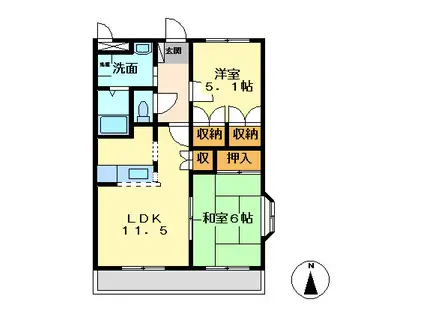 エスポア232(2LDK/2階)の間取り写真