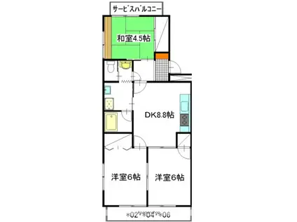サンライト山崎(3DK/4階)の間取り写真