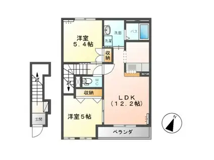 ウエスト VILLA(2LDK/2階)の間取り写真