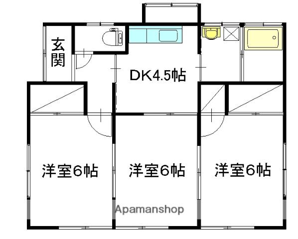 常磐線 勝田駅 徒歩23分 1階建 築39年(3K)の間取り写真