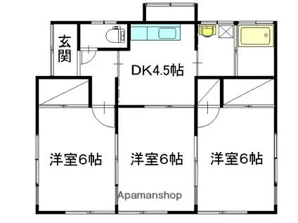 常磐線 勝田駅 徒歩23分 1階建 築39年(3K)の間取り写真