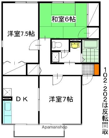 ガーデンヒルズ武田 B棟(3K/2階)の間取り写真