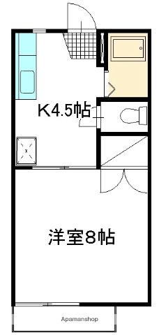 サンハイツ勝田 A棟(1K/2階)の間取り写真