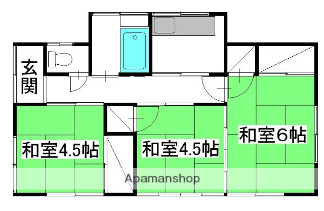 常磐線 勝田駅 徒歩23分 1階建 築46年(3K)の間取り写真