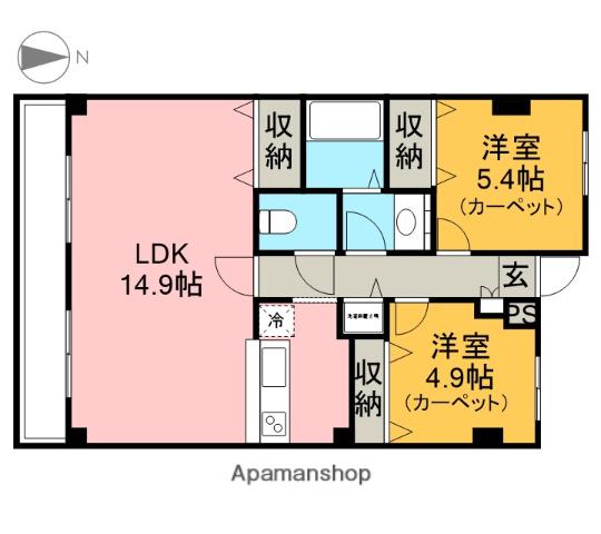 ホーユウパレス宇都宮(2LDK/5階)の間取り写真