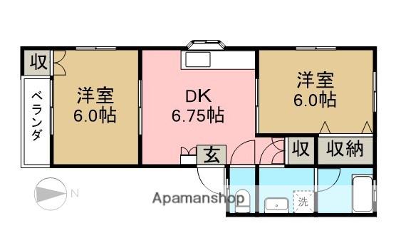 アレストミヤビⅡ(2DK/1階)の間取り写真