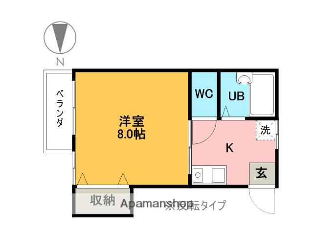 メゾンド岡野(1K/2階)の間取り写真