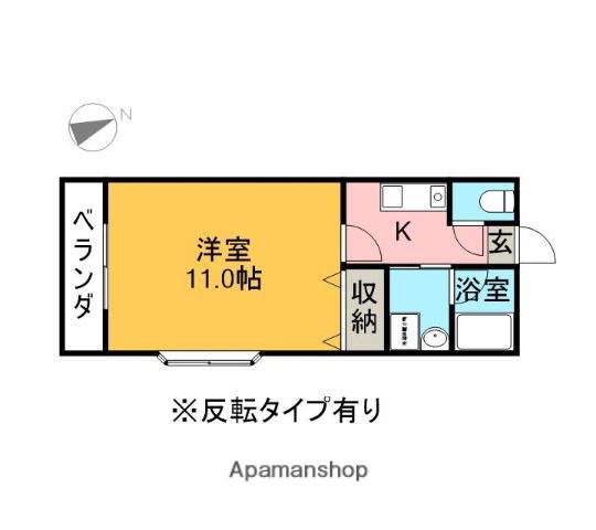 コーポアルタⅢ(1K/3階)の間取り写真