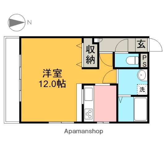 シャールロア清原台(1K/3階)の間取り写真