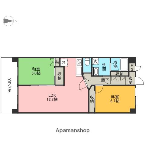 クロワサンス(2LDK/4階)の間取り写真