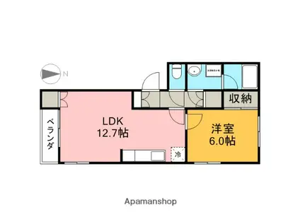 アレストミヤビ(1LDK/2階)の間取り写真