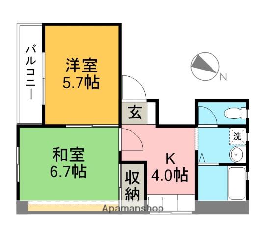 アローハイツ(2DK/3階)の間取り写真