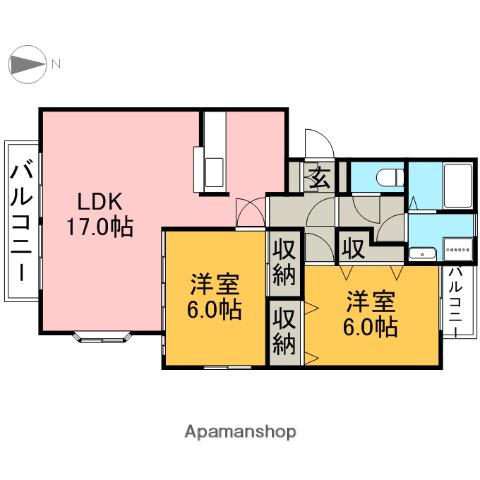 パレス・ド・エトワール(2LDK/3階)の間取り写真