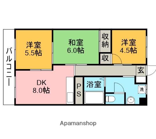 セントラルハイツ(3DK/6階)の間取り写真