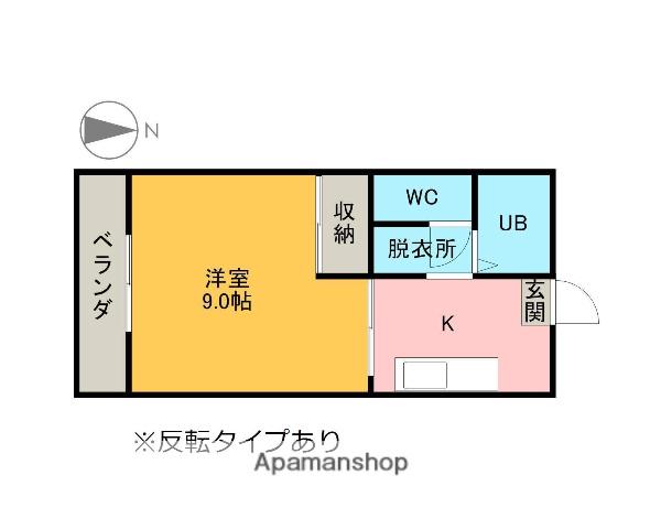 イーストドエル(1K/2階)の間取り写真