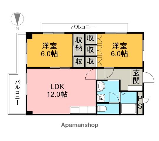 宇都宮東ハイツ(2LDK/5階)の間取り写真