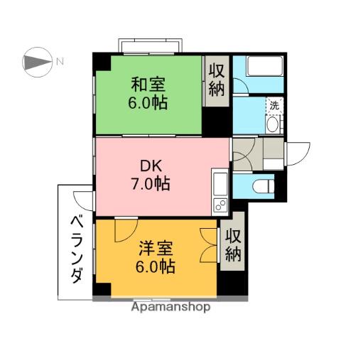 プレジール桜(2DK/9階)の間取り写真