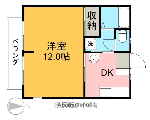 コーポアリエスカ(1DK/1階)の間取り写真