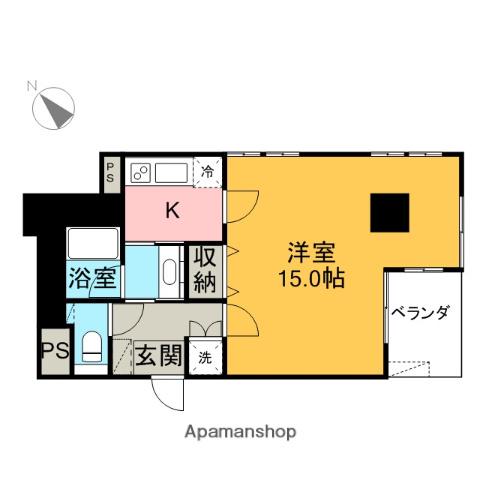 ビュー雷神Ⅲ(1K/8階)の間取り写真