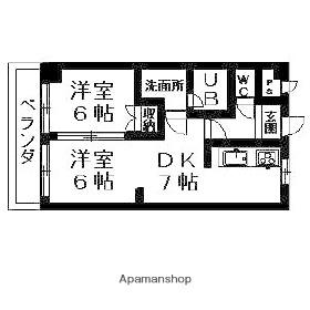 フォリア西川田(2DK/1階)の間取り写真