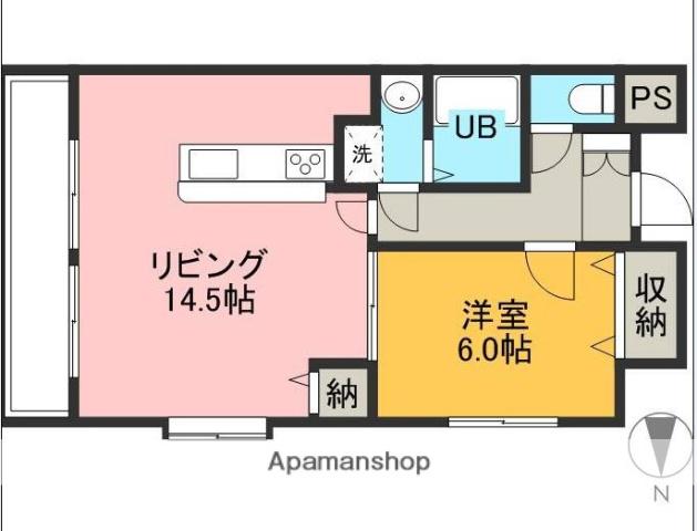 サニープレイス銀杏(1LDK/2階)の間取り写真
