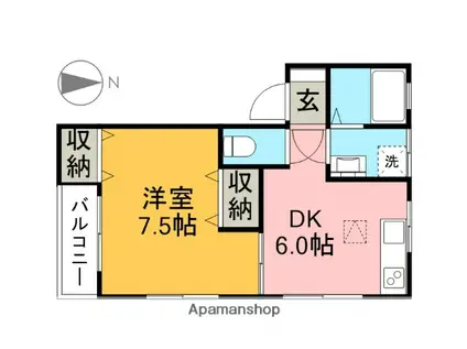 サンハイツ卯の里(1DK/1階)の間取り写真