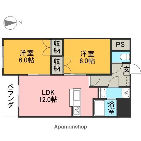 OMレジデンス八幡山公園(2LDK/1階)の間取り写真