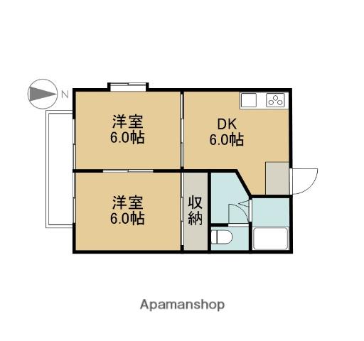 メゾン鶴田(2DK/2階)の間取り写真