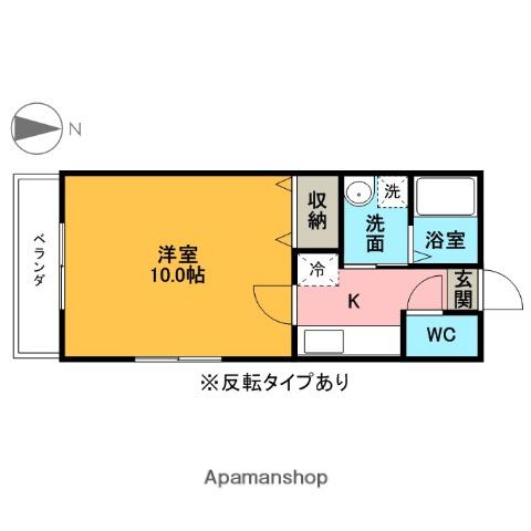 クレールオノB(1K/1階)の間取り写真