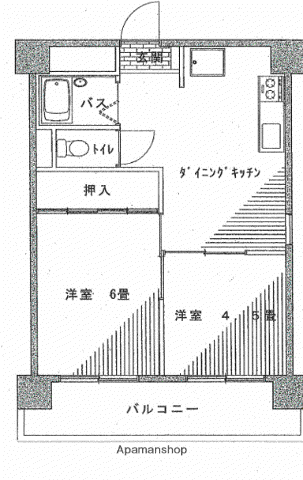 チサンマンション宇都宮第一(2DK/5階)の間取り写真